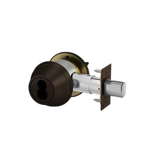 Schlage B660J 613 Grade 1 Single Cylinder Deadbolt Schlage FSIC Prep Less Core Dark Oxidized Satin Bronze Oil Rubbed Finish Non-Handed B660J 613