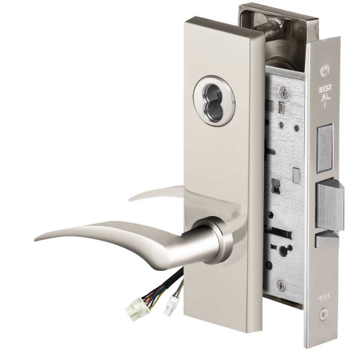 BEST 45HW7TWEL17LM625 Fail Safe 24V Double Cylinder With Deadbolt Electrified Mortise Lock 17 Lever M Escutcheon Left Hand Bright Chrome 45HW7TWEL17LM625