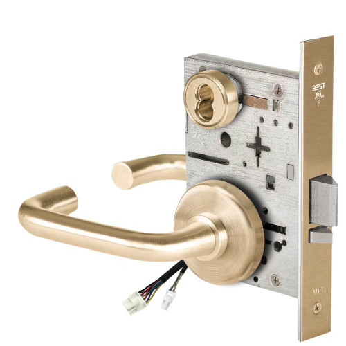 BEST 45HW7WEL3H606 Fail Safe 24V Double Cylinder Electrified Mortise Lock 3 Lever H Rose Satin Brass 45HW7WEL3H606