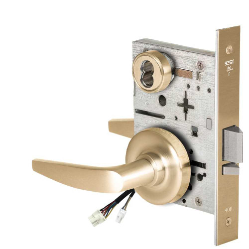 BEST 45HW7DEL16R606 Fail Safe 24V Electrified Mortise Lock 16 Lever R Rose Satin Brass 45HW7DEL16R606