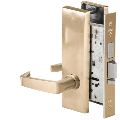 BEST 45HW0LEL15M60612V Fail Safe 12V With Deadbolt No Key Override Electrified Mortise Lock 15 Lever M Escutcheon Satin Brass 45HW0LEL15M60612V
