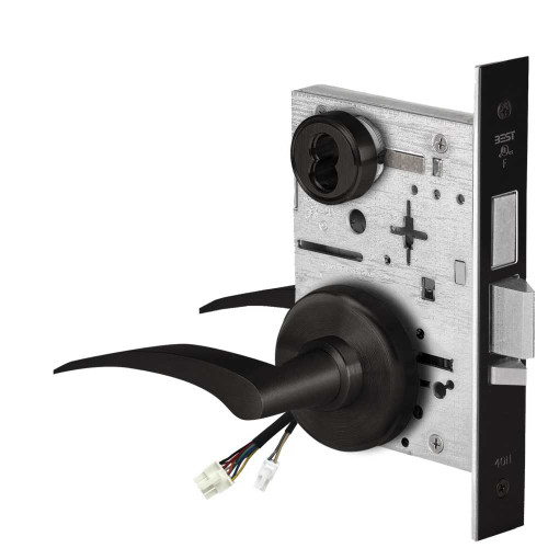 BEST 45HW7TWEL17RH62212V Fail Safe 12V Double Cylinder With Deadbolt Electrified Mortise Lock 17 Lever H Rose Right Hand Flat Black 45HW7TWEL17RH62212V