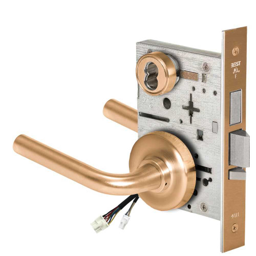 BEST 45HW7TDEL12R61212V Fail Safe 12V With Deadbolt Electrified Mortise Lock 12 Lever R Rose Satin Bronze 45HW7TDEL12R61212V
