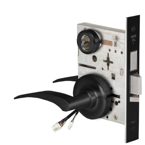 BEST 45HW7TWEL17RR622 Fail Safe 24V Double Cylinder With Deadbolt Electrified Mortise Lock 17 Lever R Rose Right Hand Flat Black 45HW7TWEL17RR622