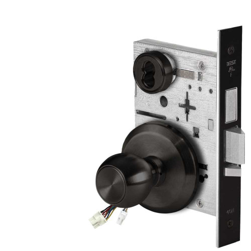 BEST 45HW7TDEU4S622 Fail Secure 24V With Deadbolt Electrified Mortise Lock 4 Knob S Rose Flat Black 45HW7TDEU4S622