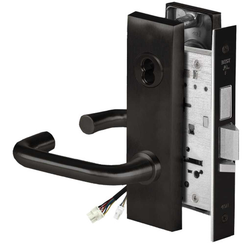 BEST 45HW7TDEU3M622RQE12V Fail Secure 12V With Deadbolt Electrified Mortise Lock 3 Lever M Escutcheon Request to Exit Flat Black 45HW7TDEU3M622RQE12V