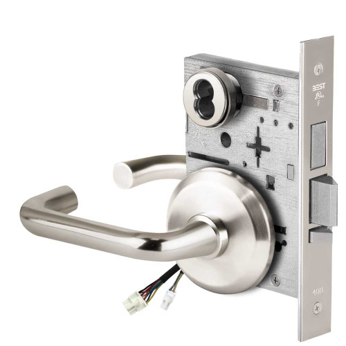 BEST 45HW7TDEU3S625 Fail Secure 24V With Deadbolt Electrified Mortise Lock 3 Lever S Rose Bright Chrome 45HW7TDEU3S625