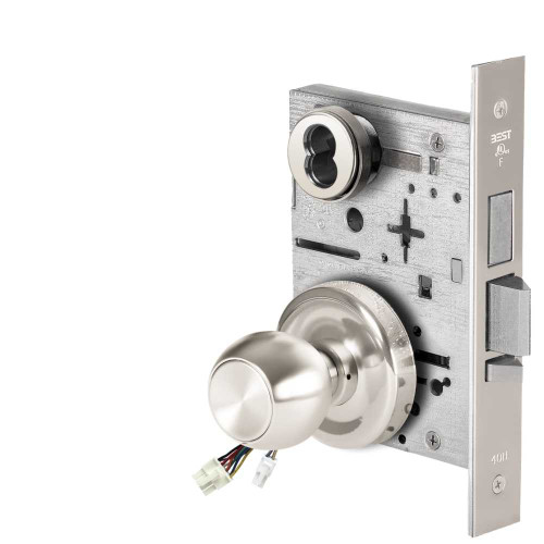 BEST 45HW7TDEU4R625 Fail Secure 24V With Deadbolt Electrified Mortise Lock 4 Knob R Rose Bright Chrome 45HW7TDEU4R625