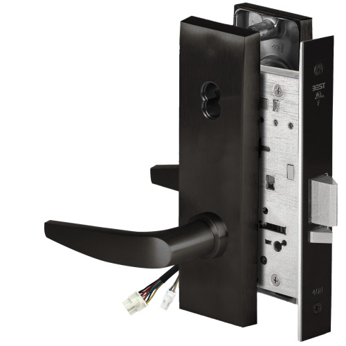 BEST 45HW7DEU16N622RQE12V Fail Secure 12V Electrified Mortise Lock 16 Lever N Escutcheon Request to Exit Flat Black
