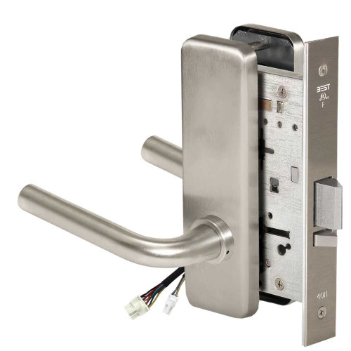 BEST 45HW0NXEL12J619RQE Fail Safe 24V No Key Override Electrified Mortise Lock 12 Lever J Escutcheon Request to Exit Satin Nickel 45HW0NXEL12J619RQE