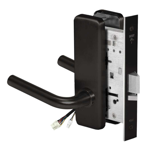 BEST 45HW0NXEL12J622RQE Fail Safe 24V No Key Override Electrified Mortise Lock 12 Lever J Escutcheon Request to Exit Flat Black 45HW0NXEL12J622RQE