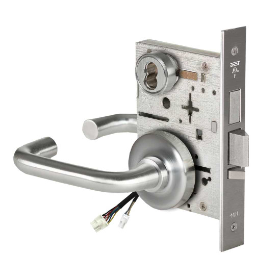 BEST 45HW7TWEL3R626AMRQE Fail Safe 24V Double Cylinder With Deadbolt Electrified Mortise Lock 3 Lever R Rose Request to Exit Satin Chrome Antimicrobial 45HW7TWEL3R626AMRQE