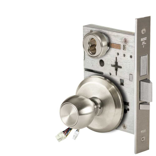 BEST 45HW7TWEL4S619 Fail Safe 24V Double Cylinder With Deadbolt Electrified Mortise Lock 4 Knob S Rose Satin Nickel 45HW7TWEL4S619