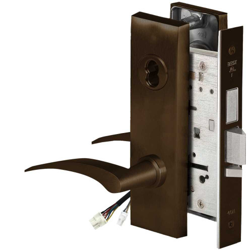 BEST 45HW7TWEU17RM613RQE12V Fail Secure 12V Double Cylinder with Deadbolt Electrified Mortise Lock 17 Lever M Escutcheon Right Hand Request to Exit Oil Rubbed Bronze 45HW7TWEU17RM613RQE12V