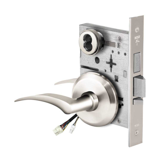 BEST 45HW7TWEU17LS625 Fail Secure 24V Double Cylinder with Deadbolt Electrified Mortise Lock 17 Lever S Rose Left Hand Bright Chrome 45HW7TWEU17LS625