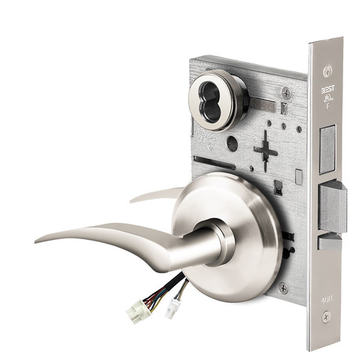 BEST 45HW7TWEU17LS625RQE Fail Secure 24V Double Cylinder with Deadbolt Electrified Mortise Lock 17 Lever S Rose Left Hand Request to Exit Bright Chrome