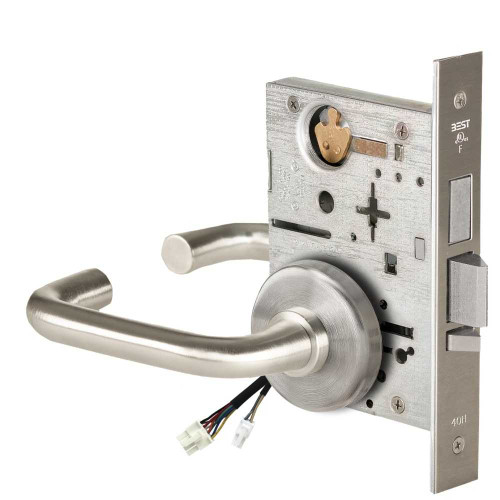 BEST 45HW0LEL3H619RQE Fail Safe 24V With Deadbolt No Key Override Electrified Mortise Lock 3 Lever H Rose Request to Exit Satin Nickel 45HW0LEL3H619RQE
