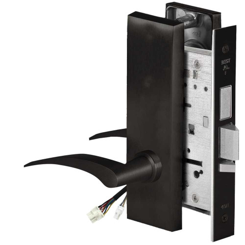 BEST 45HW0LEL17LM622RQE12V Fail Safe 12V With Deadbolt No Key Override Electrified Mortise Lock 17 Lever M Escutcheon Left Hand Request to Exit Flat Black 45HW0LEL17LM622RQE12V