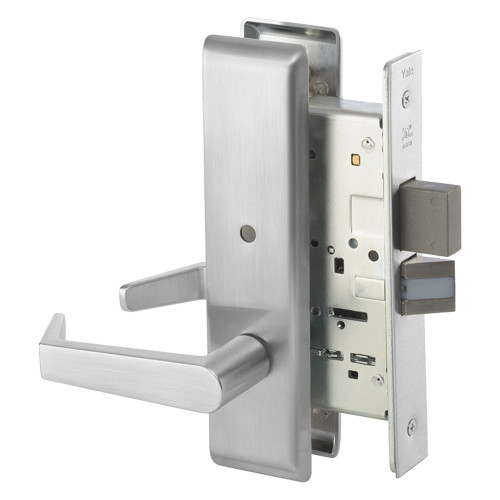 Yale AUCN8802FL 626 Grade 1 Privacy with Deadbolt Mortise Lock Augusta Lever CN Escutcheon Satin Chromium Plated Finish