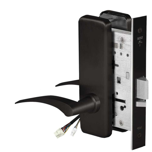 BEST 45HW0NXEL17LJ622 Fail Safe 24V No Key Override Electrified Mortise Lock 17 Lever J Escutcheon Left Hand Flat Black 45HW0NXEL17LJ622