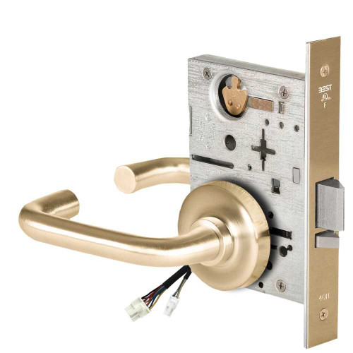 BEST 45HW0NXEU3R60612V Fail Secure 12V No Key Override Electrified Mortise Lock 3 Lever R Rose Satin Brass 45HW0NXEU3R60612V