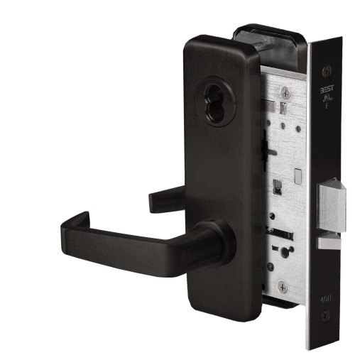 BEST 45HW7WEL15J622RQE12V Fail Safe 12V Double Cylinder Electrified Mortise Lock 15 Lever J Escutcheon Request to Exit Flat Black 45HW7WEL15J622RQE12V