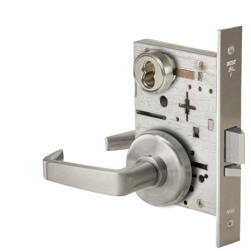 BEST 45HW7WEL15H619RQE12V Fail Safe 12V Double Cylinder Electrified Mortise Lock 15 Lever H Rose Request to Exit Satin Nickel