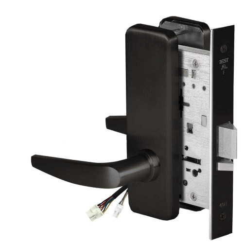 BEST 45HW0NXEL16J622RQE Fail Safe 24V No Key Override Electrified Mortise Lock 16 Lever J Escutcheon Request to Exit Flat Black 45HW0NXEL16J622RQE