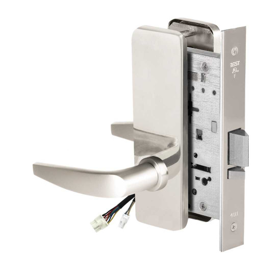BEST 45HW0NXEL16J625 Fail Safe 24V No Key Override Electrified Mortise Lock 16 Lever J Escutcheon Bright Chrome 45HW0NXEL16J625