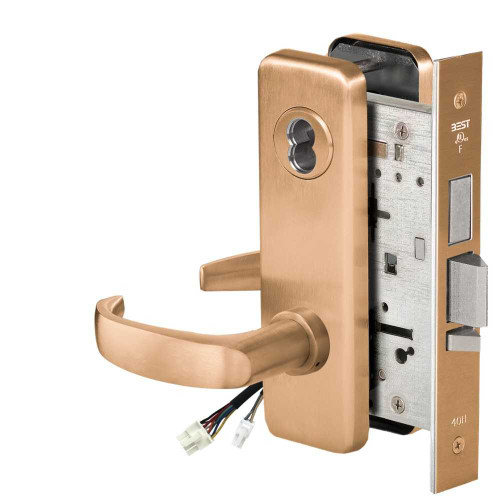 BEST 45HW7TDEU14J61212V Fail Secure 12V With Deadbolt Electrified Mortise Lock 14 Lever J Escutcheon Satin Bronze 45HW7TDEU14J61212V