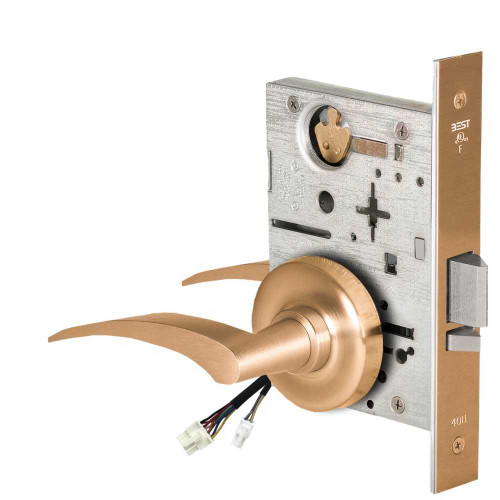 BEST 45HW0NXEU17RR612 Fail Secure 24V No Key Override Electrified Mortise Lock 17 Lever R Rose Right Hand Satin Bronze 45HW0NXEU17RR612