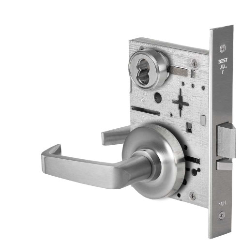 BEST 45HW7DEU15R626AM12V Fail Secure 12V Electrified Mortise Lock 15 Lever R Rose Satin Chrome Antimicrobial 45HW7DEU15R626AM12V