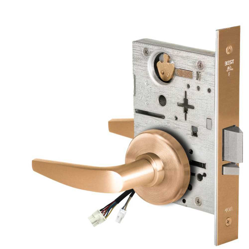 BEST 45HW0NXEL16H612 Fail Safe 24V No Key Override Electrified Mortise Lock 16 Lever H Rose Satin Bronze 45HW0NXEL16H612