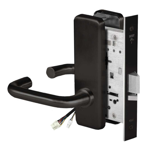 BEST 45HW0NXEU3J622 Fail Secure 24V No Key Override Electrified Mortise Lock 3 Lever J Escutcheon Flat Black 45HW0NXEU3J622