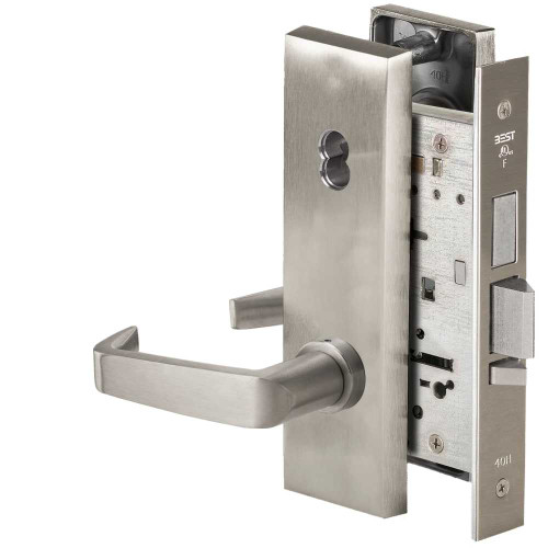 BEST 45HW7TDEU15N619RQE Fail Secure 24V With Deadbolt Electrified Mortise Lock 15 Lever N Escutcheon Request to Exit Satin Nickel 45HW7TDEU15N619RQE