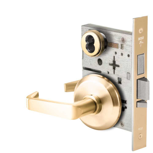 BEST 45HW7TDEU15S60512V Fail Secure 12V With Deadbolt Electrified Mortise Lock 15 Lever S Rose Bright Brass 45HW7TDEU15S60512V
