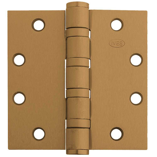 IVES 5BB1 4.5X4.5 639 NRP 5-Knuckle Ball Bearing Hinge Standard Weight 4-1/2 x 4-1/2 Non-Removable Pin Satin Bronze Finish 5BB1 4.5X4.5 639 NRP