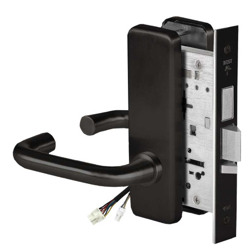 BEST 45HW0LEL3J62212V Fail Safe 12V With Deadbolt No Key Override Electrified Mortise Lock 3 Lever J Escutcheon Flat Black 45HW0LEL3J62212V