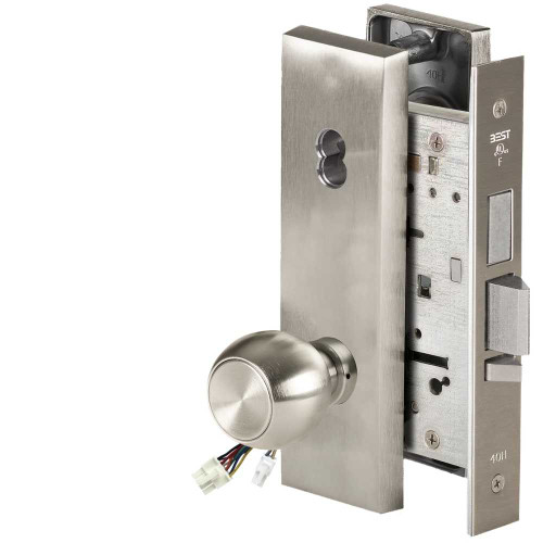 BEST 45HW7TDEU4N619RQE Fail Secure 24V With Deadbolt Electrified Mortise Lock 4 Knob N Escutcheon Request to Exit Satin Nickel 45HW7TDEU4N619RQE