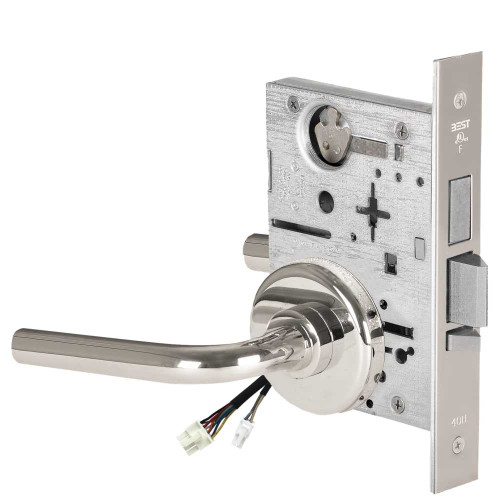 BEST 45HW0LEL12H629 Fail Safe 24V With Deadbolt No Key Override Electrified Mortise Lock 12 Lever H Rose Bright Stainless Steel 45HW0LEL12H629
