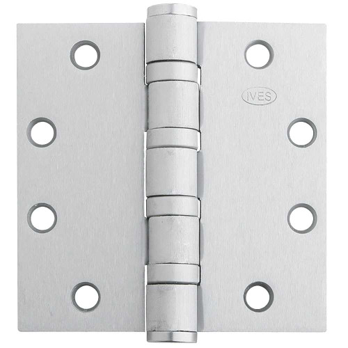 IVES 5BB1 5.0X4.5 630 5-Knuckle Ball Bearing Hinge Standard Weight 5 x 4-1/2 Satin Stainless Steel Finish 5BB1 5.0X4.5 630
