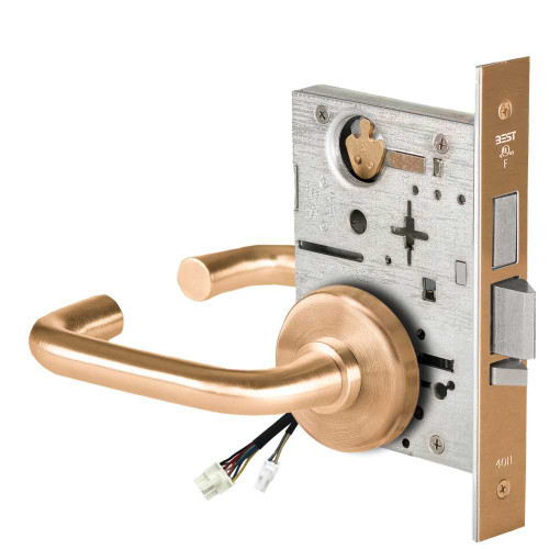 BEST 45HW0LEL3H612 Fail Safe 24V With Deadbolt No Key Override Electrified Mortise Lock 3 Lever H Rose Satin Bronze 45HW0LEL3H612