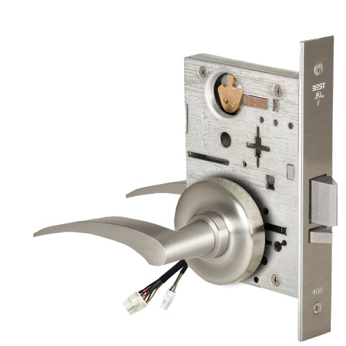 BEST 45HW0NXEU17RR619RQE Fail Secure 24V No Key Override Electrified Mortise Lock 17 Lever R Rose Right Hand Request to Exit Satin Nickel BEST 45HW0NXEU17RR619RQE Fail Secure 24V No Key Override Electrified Mortise Lock 17 Lever R Rose Right Hand Request to Exit Satin Nickel