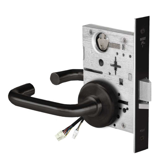 BEST 45HW0NXEU3H62212V Fail Secure 12V No Key Override Electrified Mortise Lock 3 Lever H Rose Flat Black 45HW0NXEU3H62212V