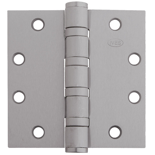 IVES 5BB1 4.5X4.5 619 NRP 5-Knuckle Ball Bearing Hinge Standard Weight 4-1/2 x 4-1/2 Non-Removable Pin Satin Nickel Finish