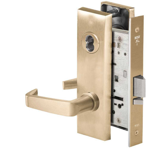 BEST 45HW7DEU15M606 Fail Secure 24V Electrified Mortise Lock 15 Lever M Escutcheon Satin Brass 45HW7DEU15M606
