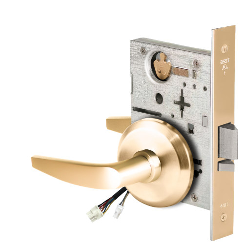 BEST 45HW0NXEL16S605 Fail Safe 24V No Key Override Electrified Mortise Lock 16 Lever S Rose Bright Brass