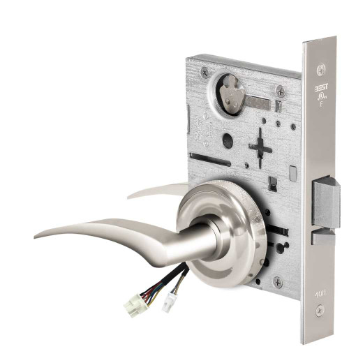 BEST 45HW0NXEL17LR62512V Fail Safe 12V No Key Override Electrified Mortise Lock 17 Lever R Rose Left Hand Bright Chrome 45HW0NXEL17LR62512V