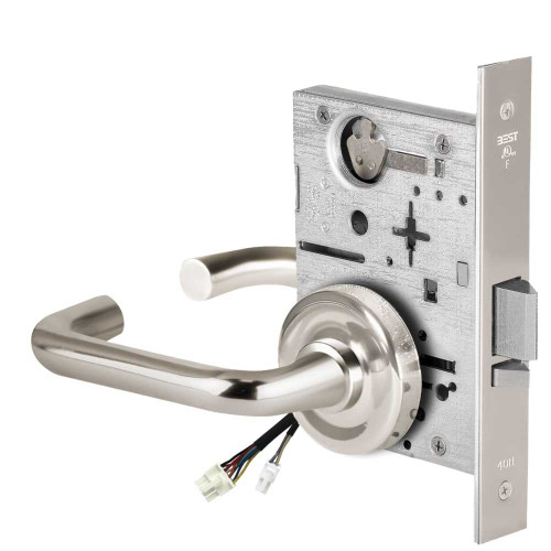BEST 45HW0NXEU3R625RQE12V Fail Secure 12V No Key Override Electrified Mortise Lock 3 Lever R Rose Request to Exit Bright Chrome 45HW0NXEU3R625RQE12V
