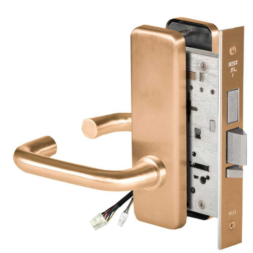 BEST 45HW0LEL3J612 Fail Safe 24V With Deadbolt No Key Override Electrified Mortise Lock 3 Lever J Escutcheon Satin Bronze 45HW0LEL3J612